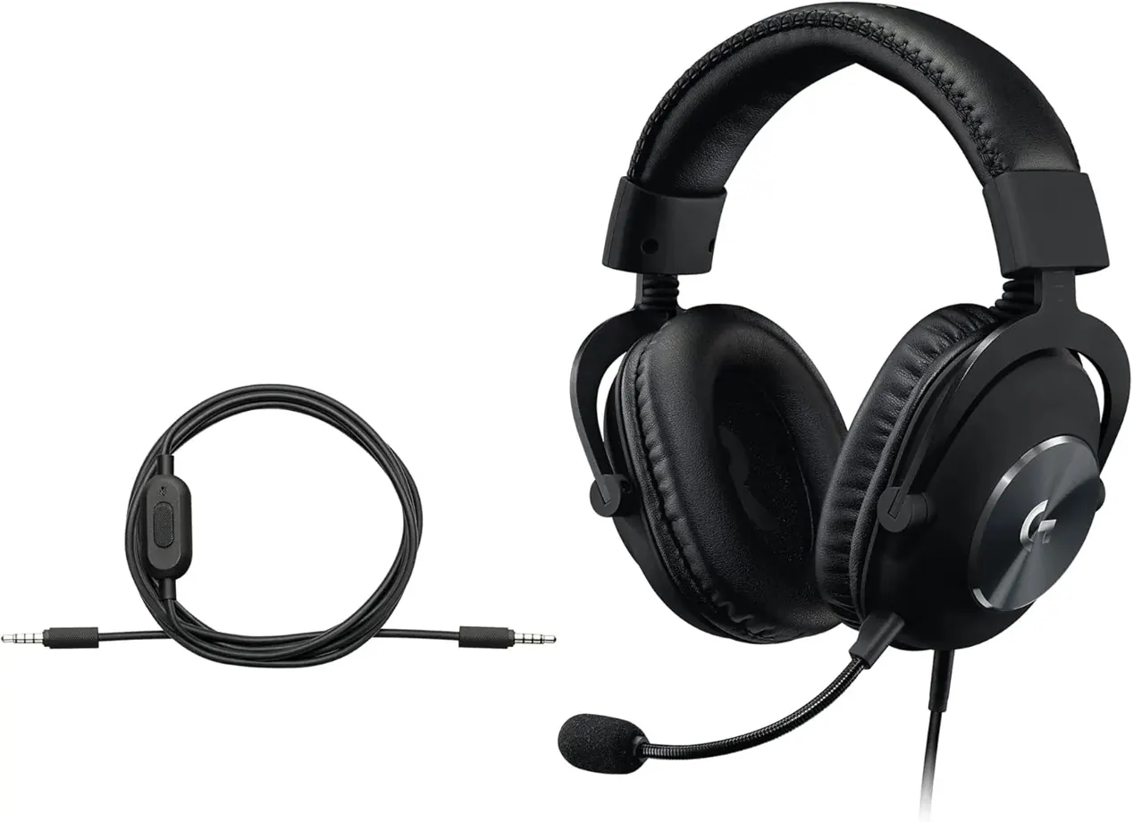 professional headset with boom mic on a work desk